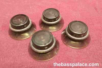 1980s GIBSON GUITAR KNOBS SMOKED PLEXI WITH TRIM RING SET OF FOUR