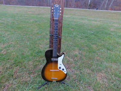 vintage 1959 Airline Harmony H-45 Stratatone electric guitar project, PU works