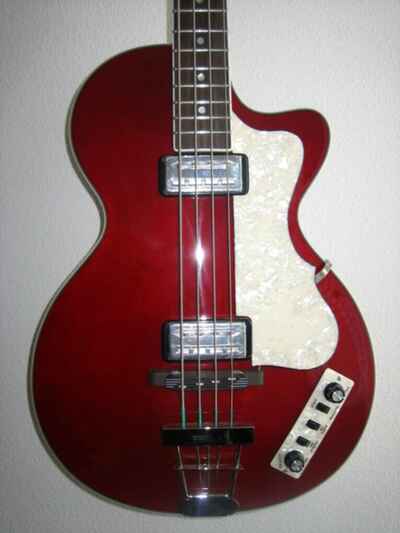 Hofner Contemporary Club Bass Trans-Red with OHSC Near Mint