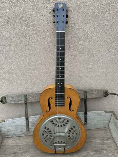 1930s Dobro Resonator Blues Guitar round neck f hole solid peg head FREE SHIP