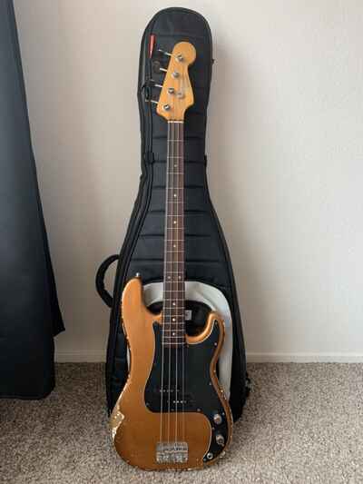 1966 Fender Firemist Gold Precision Bass Guitar w /  Mono M80 Bag (Refin / Upgrades)