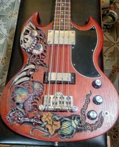 Gibson USA SG Bass Custom Hand Carved Design Excellent Condition With OHSC