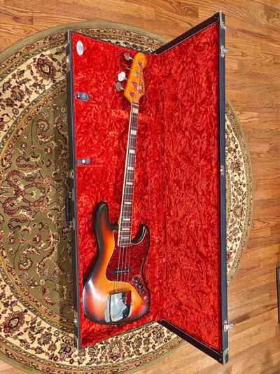 Fender Vintage Jazz Bass 1968 Great Condition Sunburst G & G Case Thomastik incl