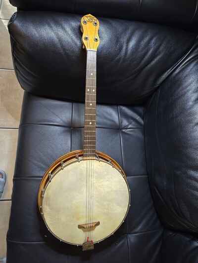 Vintage Antique American Folk Art 4 String Banjo 1920-1930