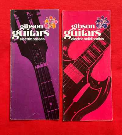 VINTAGE 2 GIBSON  GUITAR CATALOGS, ELECTRIC BASSES, & ELECTRIC SOLID BODIES 70S
