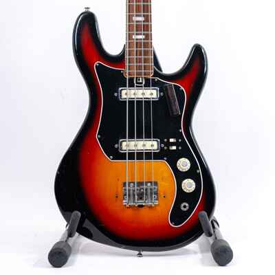 1970s Teisco Tele-Star Short Scale Bass w /  Sunburst Finish, Small Block Inlays