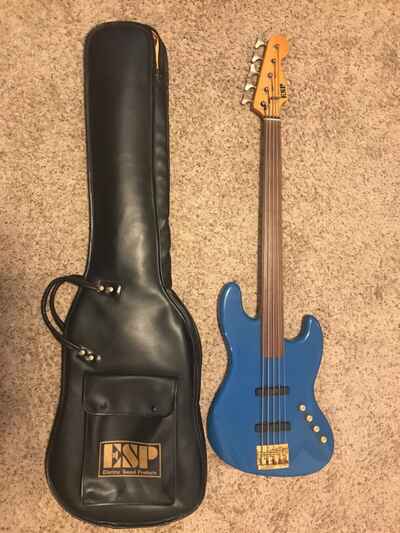 1980s ESP 5 String Fret Less Bass Guitar Rare