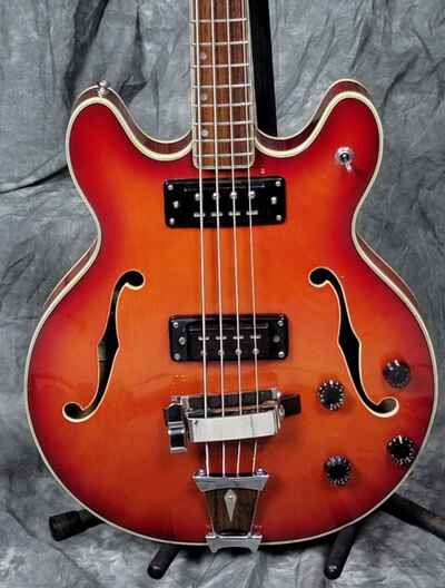 EXCELLENT RECONDITIONED 1970s Epiphone 5102E Hollowbody Bass, Cherryburst!