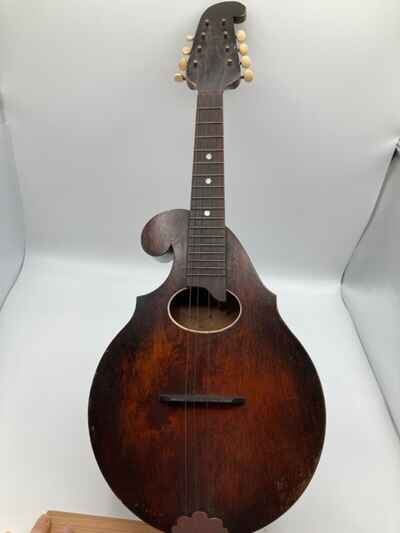 Vintage Supetone Mandolin Wooden Lute Great Patina 8 Strings RARE Display Art