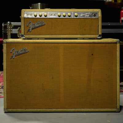 1963 Fender Bassman Piggyback Amp Textured Cream Tolex and Jensen-Loaded Cab