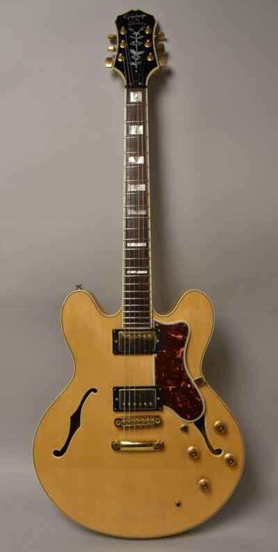 1980s Epiphone By Gibson Sheraton Semi-Hollow Electric Guitar MIK Natural