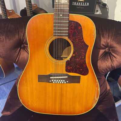 Gibson 1970-1975 B-45-12 12-String Acoustic Guitar w /  Case - Natural (Pre-Owned)