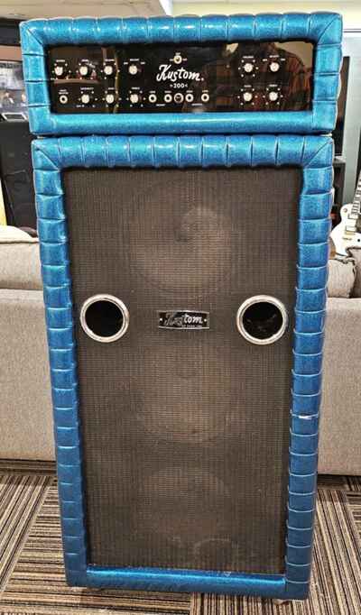 Kustom K200B-2 Vintage Solid State Guitar Amp Teal Sparkle Tuck N Roll