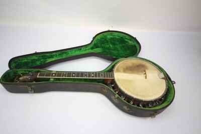 Rare 1920??s Carl Fisher ASTRO BRAND Tenor Banjo w Original GIBSON STYLE Case