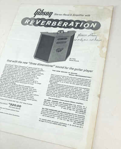 1961 Gibson Reverberation brochure announcing the SG Special and SG Custom