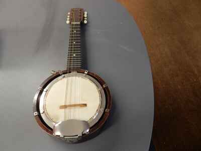 VINTAGE H3 BANJO 8 STRING WITH ORIGINAL TATTY CASE REF B1W