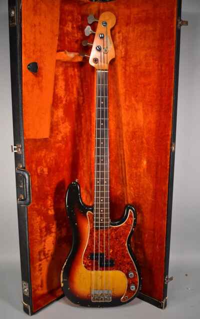 1964 Fender Precision Bass Sunburst Finish Electric Bass Guitar w / OHSC