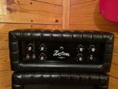 Vintage Kustom K100-2 50 Watt Black Tuck-n-Roll Amp Head