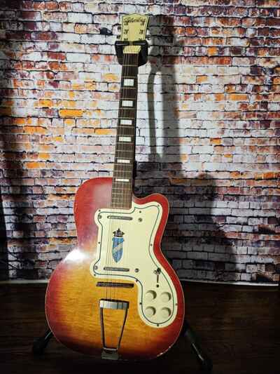 1955 Silvertone 1382L Kay Thin Twin W /  Hard Shell Case