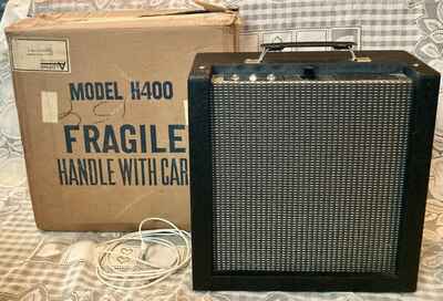 Vintage Harmony Model H400 Guitar Amplifier In Box Jensen Ostrich Texture