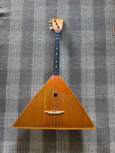 Vintage 1975 Russian balalaika 3 stringed Instrument Leningrad (Soviet)