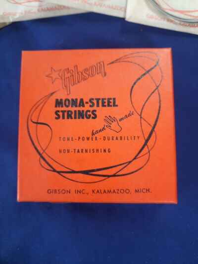 4  Gibson Mona-Steel Guitar String A or 5th Wound & Box Vtg  1950