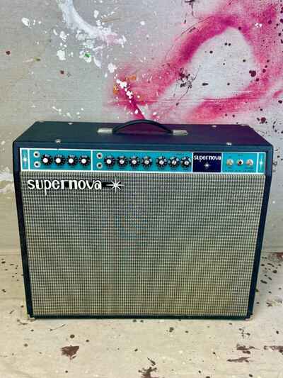 1970s Supernova by Tel-Ray Solid-State Guitar Amplifier 2x12  Vintage Amp