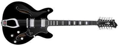 Hagstrom VIDLX12-BLK 12 String Viking Deluxe Model Electric Guitar in Black