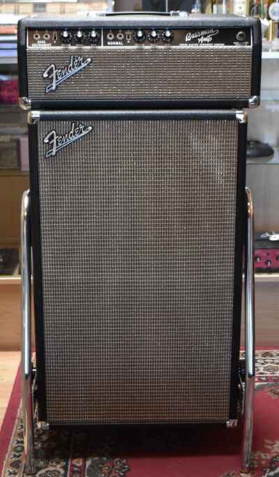 1965 Fender Bassman AA864 45W Tube Head Black w /  2x12" Cabinet + Amp Trolley