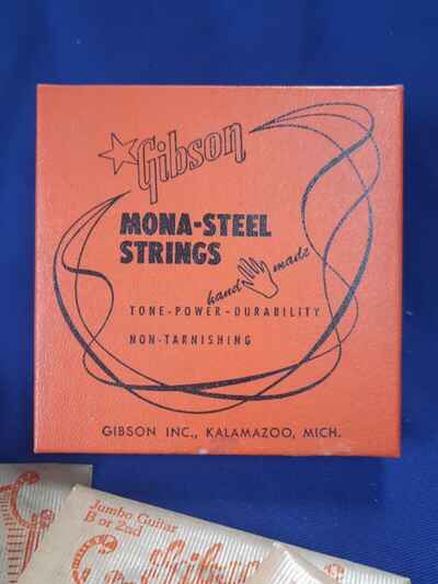 5 Gibson 2 or B String Mona-Steel  Guitar strings  & Box 1950