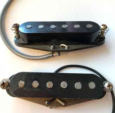 Pair of Vintage Fender Gray Bobbin Original 1970??s Stratocaster Pickups (2)