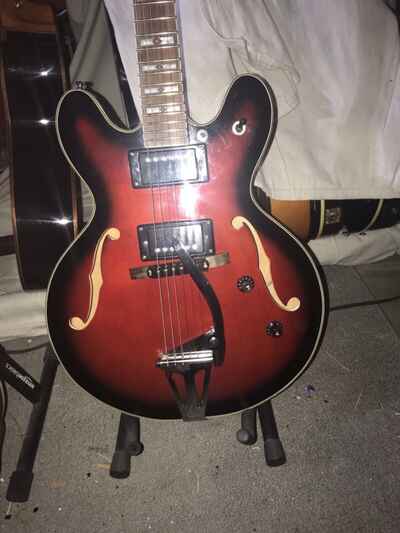 RARE MIJ Univox Vintage 1960s Semi Hollow 335 Electric Guitar w /  Trem