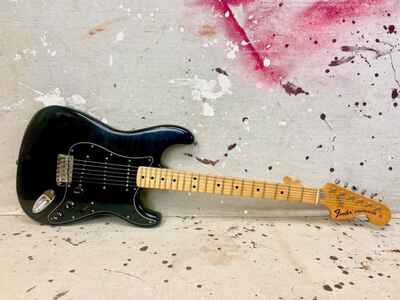 Vintage 1975-1978 Fender Stratocaster Electric Guitar Partscaster Black 1970