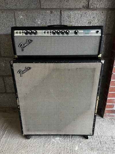 1976 Fender Bassman 100 Silverface Amplifier & 2x15?? Cab Speaker Fully Serviced