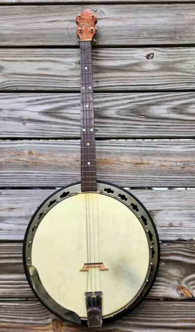 Vintage 1920s May Bell Tenor Banjo  /  Extras with Case