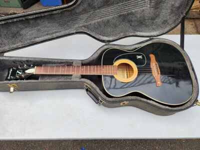 Harmony Sovereign 6364 Acoustic Guitar Black w / Case For Parts 1970s