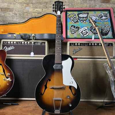 1960 Kay Value Leader Vintage USA Archtop Hollowbody Electric Guitar W /  Gigbag!