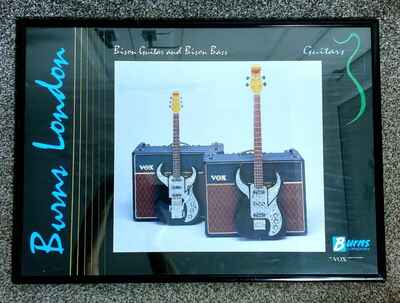 *RARE* Vintage BURNS LONDON Bison Guitar Bass Vox Amp 24" x 17" Framed Picture