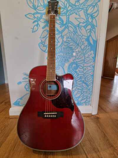 Epiphone FT-350SCE acoustic guitar with Min-ETune built in tuner Wine Red