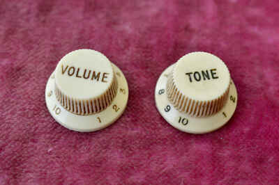 Vintage 1969 - 1970 Fender Stratocaster Knob Set - Volume Tone - Strat 1971 1972