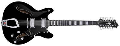 Hagstrom VIDLX12-BLK 12 String Viking Deluxe Model Electric Guitar in Black