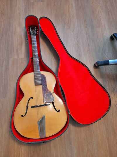 Vintage 1960 Hofner Senator semi-acoustic guitar, natural maple finish