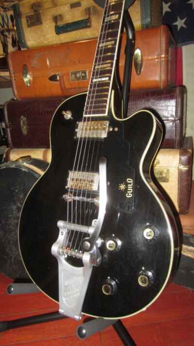 1969 Guild M-75 Bluesbird Black w /  Bigsby and Original Hardshell Case