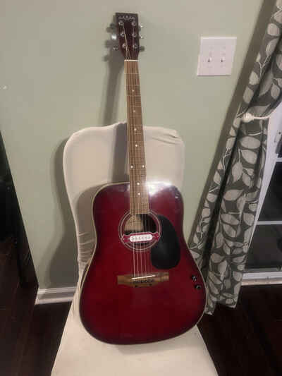 CARLO ROBELLI New York Red Acoustic-Electric Guitar ~  Model CW4102 Great Player!