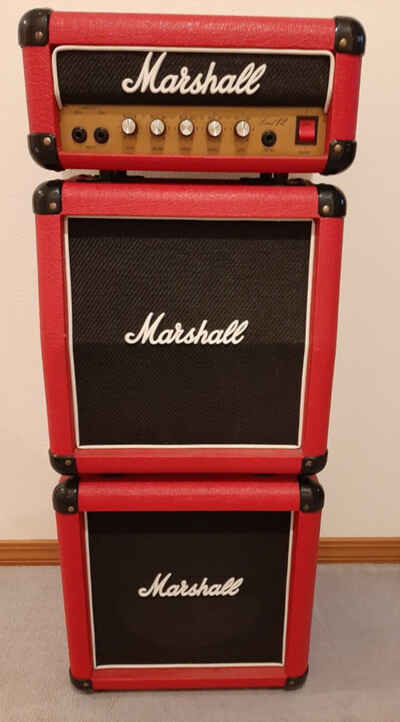 Vintage 1987 Marshall Lead 12, Model 3005 Micro Stack Amp with Cabinets * RED *