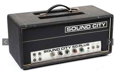 A vintage Sound City 50 Plus valve amplifier