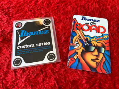 1988 Ibanez Custom Series USA Laminated hangtag and NOS Sticker Case Candy