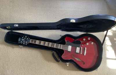 Hofner Verythin Red guitar and hard case.