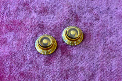 Vintage 1959 Gibson Les Paul Burst Knobs Gold Bonnet 1958 Standard Knob Pair 57!