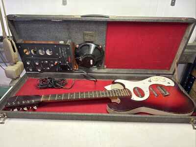 Sears Silvertone 1457 Vintage Electric Guitar w /  Amp-In Case Working Clean!